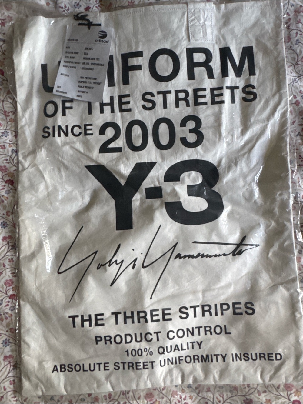 Y-3  Fashion Show tote Bag  Collectible 17x23